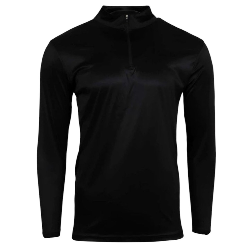 Reebok Mens Quarter Zip Pullover Black Long Sleeve Athletic Shirt Size M